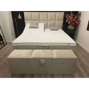 Elektrische Boxspring XXL 160x220 Lucca incl. Meegestofferde 7-zones Pocketvering matrassen & HR55 Micropocketvering splittopper.