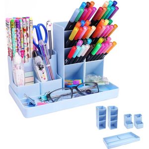 Pennenhouder - 13 Vakken - Pennenbak - Bureau Organizer - Pennenbakjes - Desk Organizer - Pennenkoker - Combinatie plastic pennenhouder - Verwijderbaar - Opbergsysteem - Brievenbak - Bureau Accessoires - 24.7x14.6x17.5cm