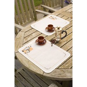Koffie en thee placemats 2 stuks borduren (pakket)