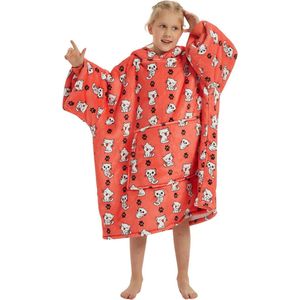 Deekie Hoodie Deken Kinderen - Snuggie Snuggle Cuddle Hoodie - Tv Fleece Deken Met Mouwen - Oversized Hoodie Blanket - Voor Kids, Dames & Mannen - Kat Rood Kids