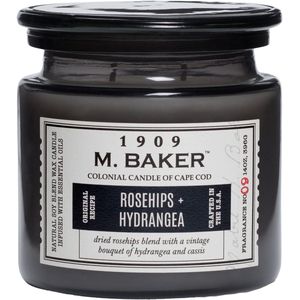Colonial Candle - M. Baker Rosehips Hydrangea - Gedroogde Rozenblaadjes, Hortensia, Zwarte Bes, Tonka Grijs