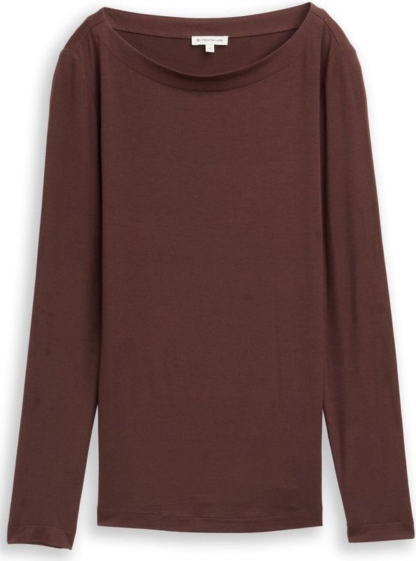 Tom Tailor - Slim Fit Shirt - Effen Kleur - Lange Mouwen - Boothals