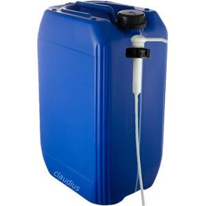 Jerrycan 25 Liter blauw met zichtstreep | met pomp | geschikt voor water | UN gekeurd | benzine | handig stapelbaar | food grade | inclusief dop | totaal te legen