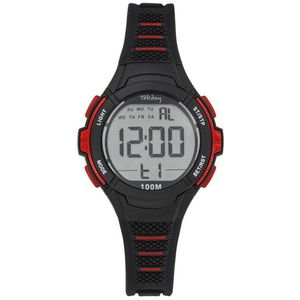 Tekday 654662 digitaal horloge 35 mm 100 meter zwart/ rood