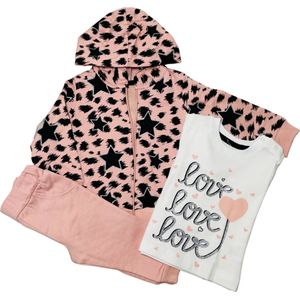 Baby kledingset 3 delig Joggingbroek, hoodie en t-shirt lange mouw. Love love love