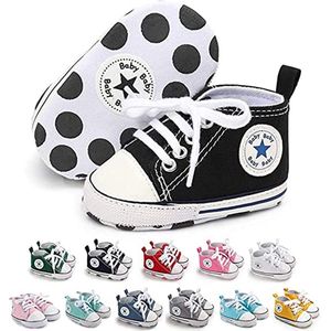 Baby Schoenen - Pasgeboren Babyschoenen - Eerste Baby Schoentjes 12-18 maanden -Schoenmaat 20-21 - Baby slofjes 13cm - Zwart