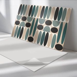 Wallfluent Vinyl Wandpaneel - Ovaal vormpatroon Wandpaneel PVC - 100 cm x 50 cm - Turkoois Vinyl Wandpaneel - Set van 1 - Rechthoekig Wandbekleding Vinyl - Texturen Wandpaneel - Zelfklevend Wandpaneel - Wandpaneel Keuken en Badkamer