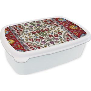 Broodtrommel Wit - Lunchbox - Brooddoos - Perzisch Tapijt - Vloerkleed - Patronen - Kleuren - 18x12x6 cm - Volwassenen
