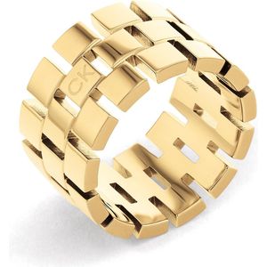 Calvin Klein CJ35000325C Dames Ring - Sieraad - Minimalistische ring - Staal - Goudkleurig - 12 mm breed