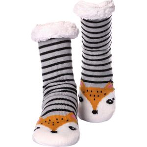 JAXY - Huissokken Dames - Verwarmde Sokken - Anti Slip Sokken - Huissokken - Bedsokken - Warme Sokken - Kerstcadeau Voor Vrouwen - Thermosokken - Dikke Sokken - Fluffy Sokken - Kerstsokken Dames en Heren - Vos