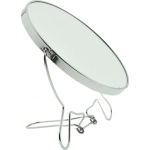 Chroom Verzilverde Make-upspiegel Rond Op Standaard - 13 cm