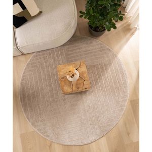 Rond vloerkleed Scandinavisch - Contour Edge beige 240 cm rond