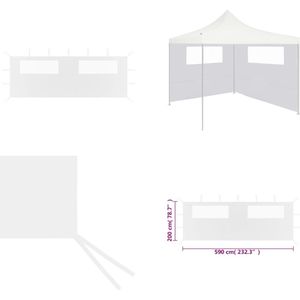vidaXL Prieelzijwand met ramen 6x2 m wit - Zijwand - Zijwanden - Partytent - Partytenten