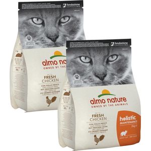 Almo Nature Cat Holistic Adult 2 kg - Kattenvoer - 2 x Kip&Rijst Holistic