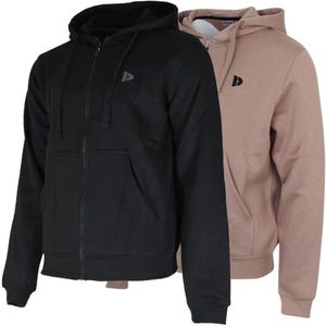 2-Pack Donnay - Sweatvest met capuchon (Bruce) - Sportvest - Heren - Black/Taupe-grey (724) - maat S