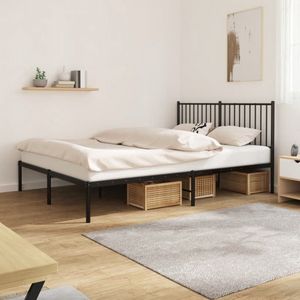 The Living Store Bed Frame - Klassiek - Metaal - Zwart - 207x166x90.5 cm - Geen Matras Inbegrepen