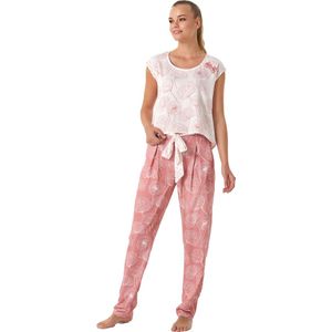 Feyza - Dames Pyjama Set, Korte Mouwen, Roze - XL