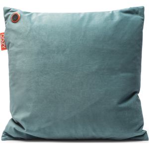 ​Cozy warmtekussen | Duurzaam & Draadloos | Infrarood | 45x45 cm | Velvet | Blauw-groen | incl standaard batterij