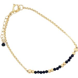Pat's Jewels Armband - Dames Armband - Schakel armband - Edelsteen - Zwart - Goud