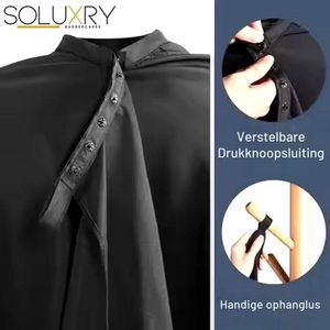 Kapmantel voor Volwassenen Cape Groot Kappersschort Barber Cape - Met Drukknoop Sluiting - Zwart- Soluxry