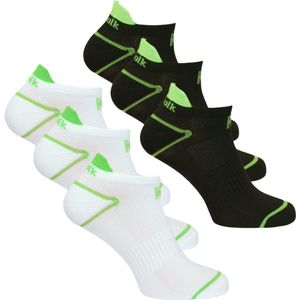 Norfolk - 6 paar - Anti Blaren Sportsokken met Demping - Eco-vriendelijke Repreve® Hardloopsokken - Sneakersokken - Enkelsokken - 3 Zwart / 3 Wit - Maat 35-38 - Caretta