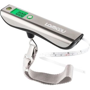 Digitale bagageweegschaal met achtergrondverlichting, waterpas en meetlint - 50 kg capaciteit