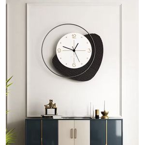 Luxaliving - Moderne Wandklok - Stil uurwerk - Wandklokken - Klokken - Wandklok Modern - Metaal - Zwart-Wit - 45CM - Design Wandklok