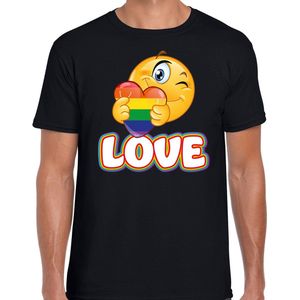 Bellatio Decorations Gay Pride shirt - love - regenboog - heren - zwart XXL