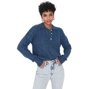 Trendyol Antraciet Gebreide Trui Met Zachte Textuur En Brede Pasvorm Twoaw21Kz2635