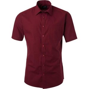James and Nicholson Herenshort Poplin Shirt met korte mouwen (Wijn)