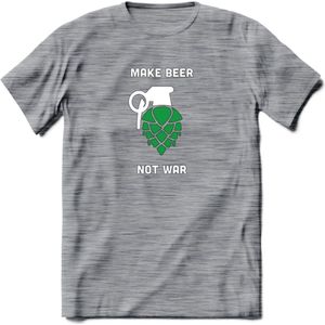 make beer not war Bier T-Shirt | Unisex Kleding | Dames - Heren Feest shirt | Drank | Grappig Verjaardag Cadeau tekst | - Donker Grijs - Gemaleerd - S