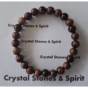 Armband Tijgeroog Rood / Palissander Hout 8mm