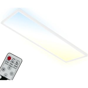 Briloner Leuchten - LED plafondlamp CCT, LED plafondlamp tegenlicht, ultraplat, dimbaar, afstandsbediening, warm wit, neutraal wit, koel wit, 580x200x30mm (LxBxH)