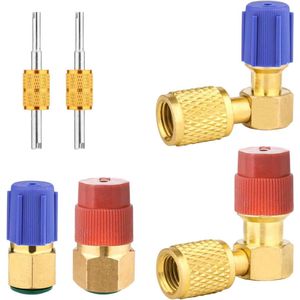 Allecto Plus - Conversiekit R12 naar R134a voor Auto-Airconditioning met Adapter en Klepkernsleutel - Hoge/Lage Druk - Gouden Rechte Adapter - Duurzaam materiaal - Eenvoudige Installatie.