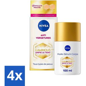 4 x NIVEA - Bodyolieserum - Luminous630 Tegen Striae - Tegen striemen & vlekken - Zwangerschapsstriemen - Huidolie - 100 ml - Striae Vermindering - Anti-striae - Zwangerschapsstriemen - Huidverkleuringen - Body Olie Serum