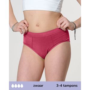 Moodies menstruatie ondergoed (meiden) - Bamboe Hipster - zwaar kruisje - maat S (164/170) - ruby roze