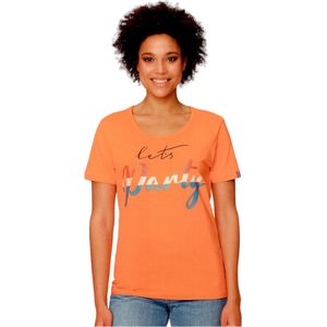 Oranje - T-Shirt Dames - Koningsdag - Let's Party - Maat XL - 48-50