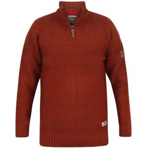 Duke 555 Kelton 1/4 Zip Neck Jacquard gebreide trui Oranje/bruin Maat 5XL Big Men Size