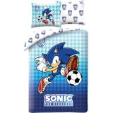 Sonic the Hedghog Dekbedovertrek, Voetbal - Eenpersoons - 140 x 200 + 70 x 90 cm - Polyester