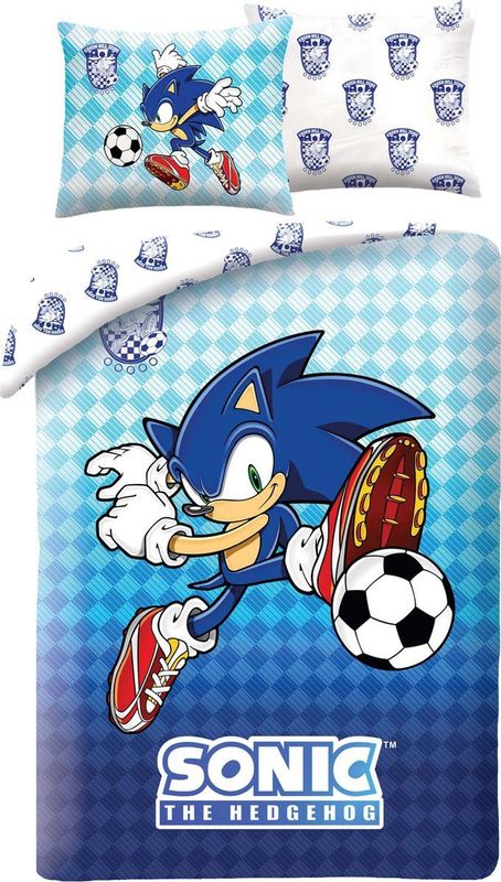 Sonic the Hedghog Dekbedovertrek, Voetbal - Eenpersoons - 140 x 200 + 70 x 90 cm - Polyester