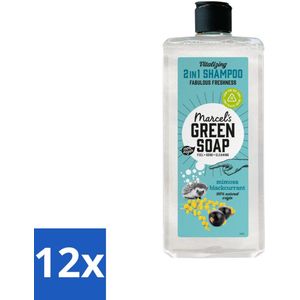 Marcel's Green Soap - Shampoo & Conditioner 2-in-1 - Mimosa & Black Currant - Verzorging in één - 300 ml - Voordeelverpakking - 12 stuks