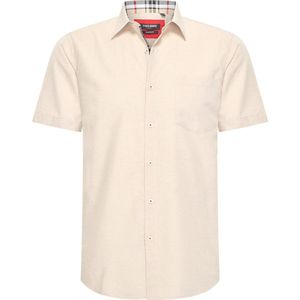 Heren overhemd met borstzak - Korte mouwen - Comfort Fit - Longsleeve Shirt - Maat M - Beige