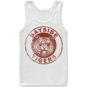 Saved By The Bell Tanktop -M- Bayside Tigers Washed Logo Wit