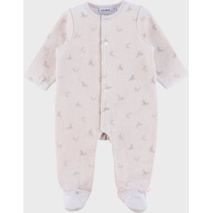 Noukie's - Baby Pyjama - Unie - Ivoorkleurig - Zeehondenprint - Velour - 1 maand 56