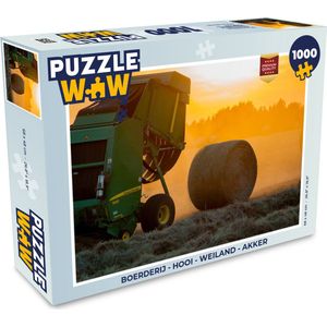 Puzzel Boerderij - Hooi - Weiland - Akker - Zon - Oranje - Legpuzzel - Puzzel 1000 stukjes volwassenen