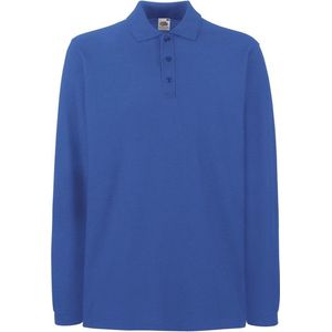 Fruit Of The Loom Premium Poloshirt Met Lange Mouwen kleur Royal Blue Maat 3XL