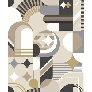 Duch Wallcoverings - Pop- Retro beige/goud - vliesbehang - 10m x 53cm - M474-07