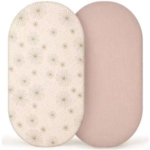 Hydrofiel Baby Hoeslaken - Mousseline Wieglaken Baby - Pink Flower - 80x40 - Wieg & Kinderwagen - Aankleedkussen Hoes - Meisje - 2 stuks