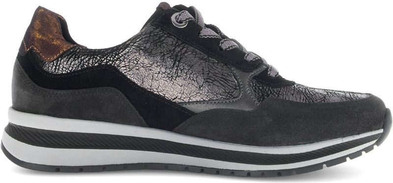 Gabor - 76.318 - Dames Sneaker - Zwart - Hoogwaardig Leer met Suède Overlays