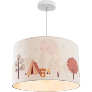 Olucia Forest Life - Kinderkamer hanglamp - Bruin/Wit - E27